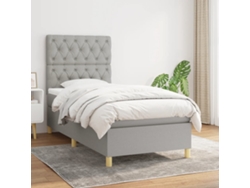 Cama con colchón de muelles y cabecero de tela gris (80x200 cm)