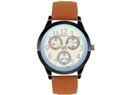 Reloj De Cuarzo Para Hombre Con Correa De Piel Sintética, Diseño De Tres Esferas, A La Moda.