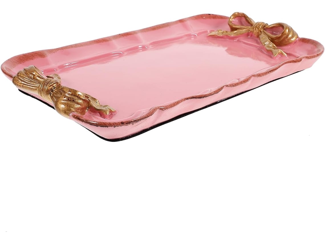 Bandeja De Resina Para Servir Aperitivos Con Asa Decorativa Moderna En Forma De Nudo.