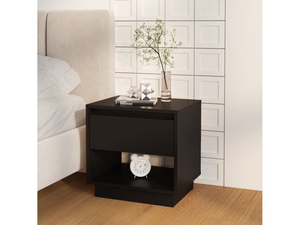 Mesa de Cabeceira LOVELY HOME Mesinha 45X34X44 Cm Contraplacado Preto