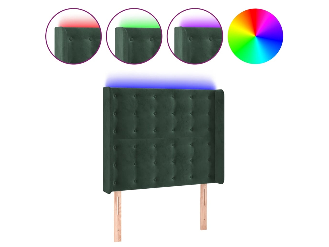 Cabecero Con Led VIDAXL Verde Terciopelo (83x16x128 cm)