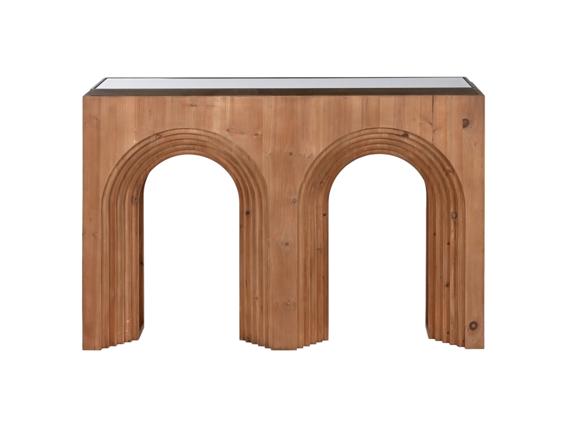 Consola Abeto Cristal Arco Marron 122x30x80cm