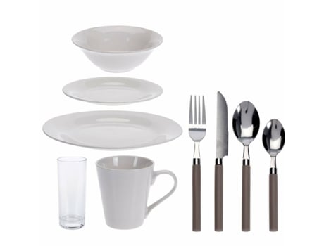 Set De Vajilla Excellent Houseware Stockholm Porcelana Blanco 36 Piezas