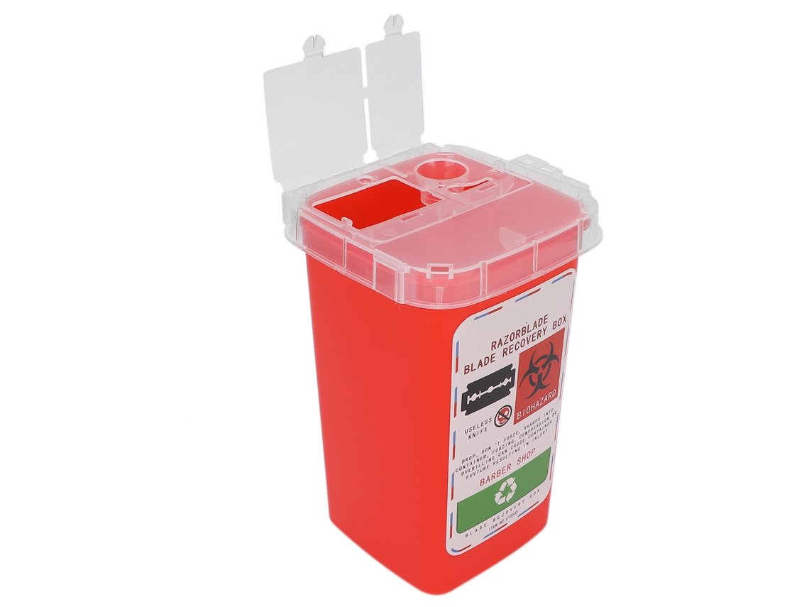Caja Desecho Cuchillas Barbería Peluquería Rojo