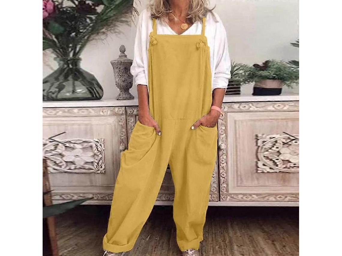 2026-monos Cortos Para Mujer De Algodón Y Lino Oversize Con Bolsillos Casual Jumpsuit