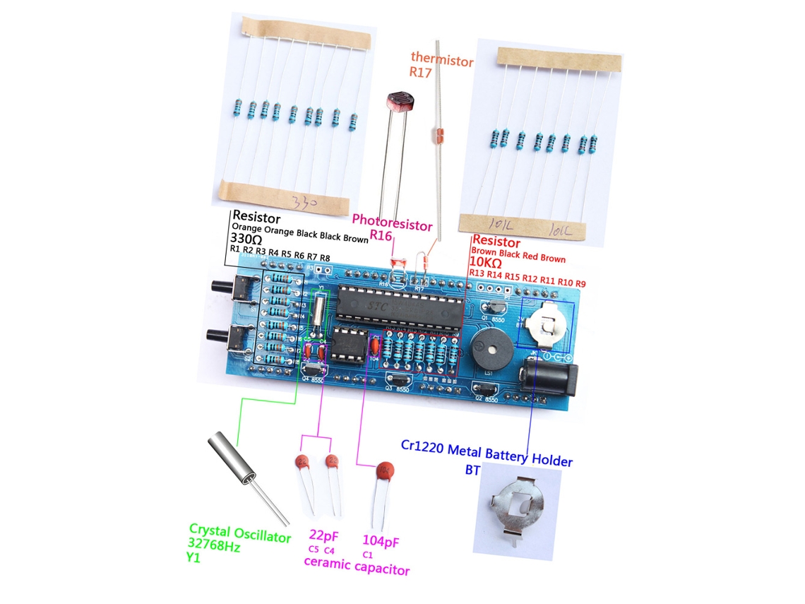 2026as-kit De Reloj Digital Led Diy De 4 Dígitos Com Controle De Luz, Temperatura E Caixa Transparente
