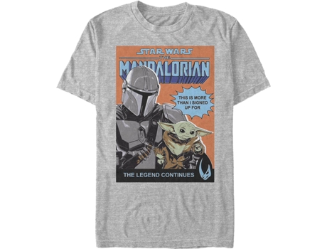 Camiseta Unisexo DEEPSTONE Mandalorian The Legend Continues Comic Book Cover Star Wars brezo atlético (L)