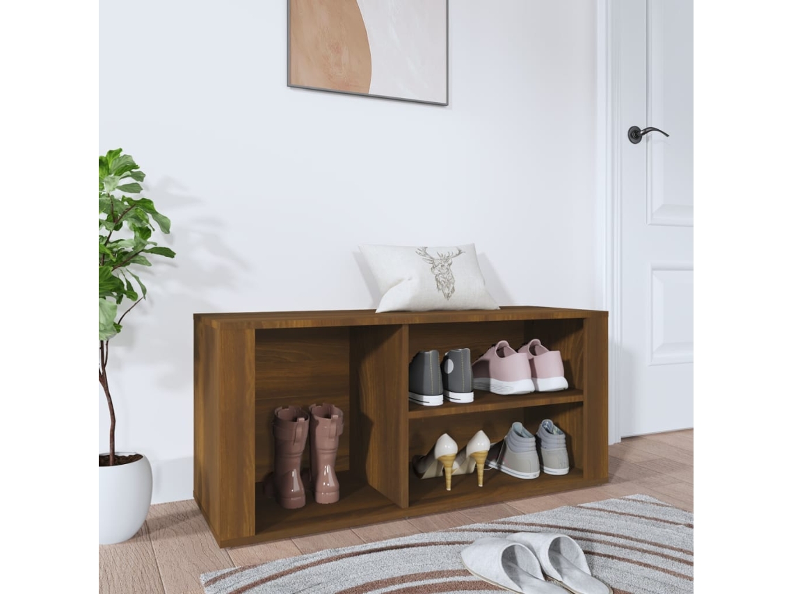 Zapatero Organizador en Derivados de Madera Roble Marrón 100X35X45 Cm