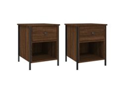 Mesitas de Noche 2 Pzs Derivados de Madera Roble Marrón