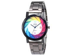 Reloj De Pulsera Para Pareja Con Brazalete De Acero, Movimiento De Cuarzo Y Esfera Redonda Multicolor.