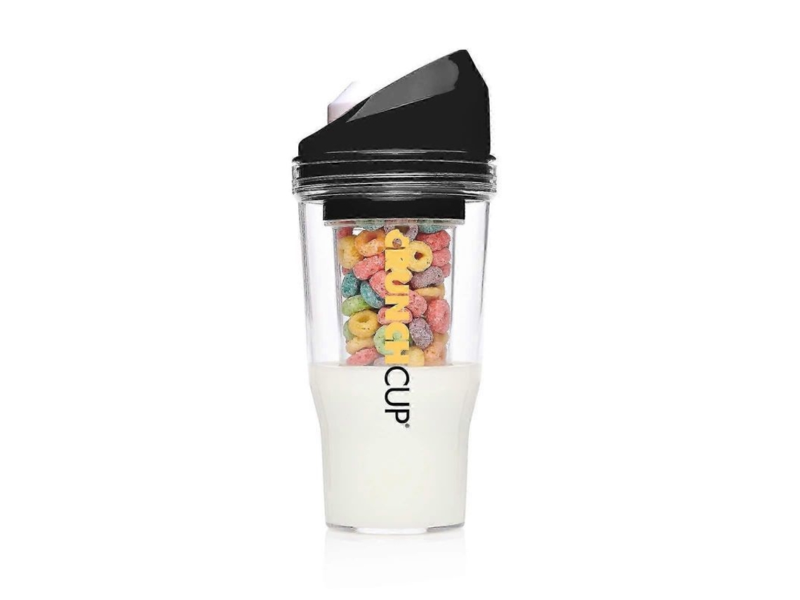 Taza Portátil De Cereales Con Contenedor Para Leche, Sin Cuchara Ni Plato Requerido, Ideal Para Desayuno Fuera De Casa, Blanco Negro