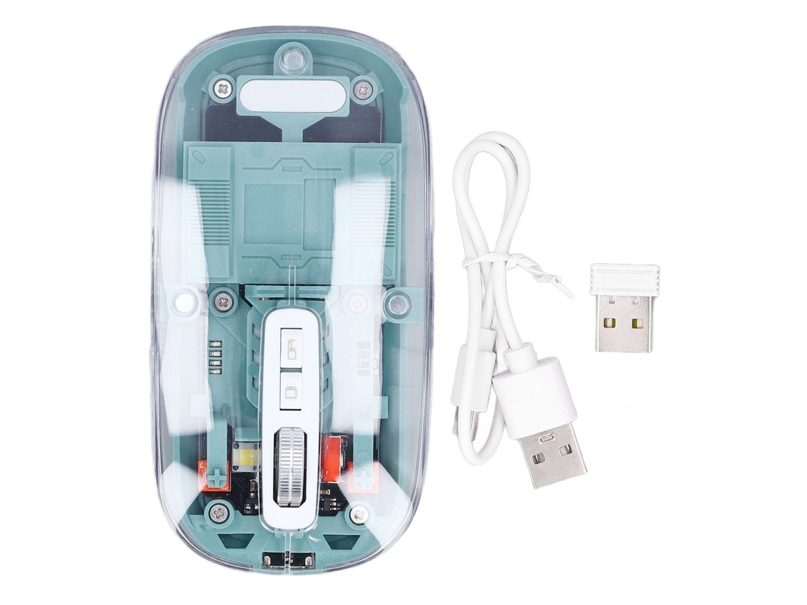 Ratón inalámbrico Bluetooth transparente con 3 modos - Verde