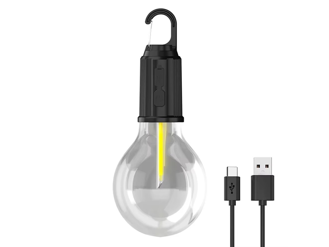 Linterna LED de camping con 2 modos, recargable por USB, resistente al agua, ideal para colgar en tiendas de campaña y barbacoas. Aeuzwr