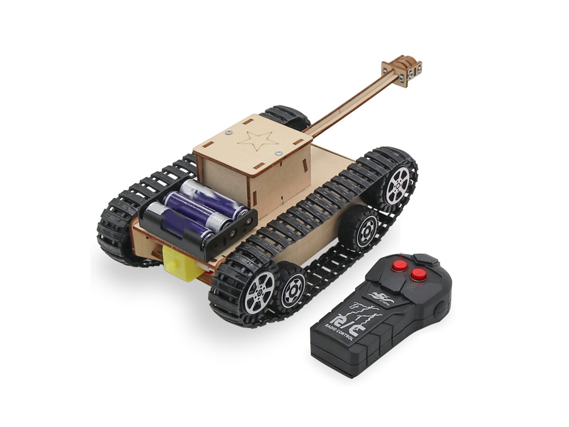 Kit De Rompecabezas De Madera, Coche Eléctrico Modelo Con Control Remoto, Simulación De Tanque, Ciencia Y Tecnología, 2 Vías.