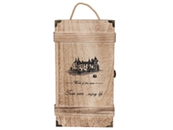 Caja De Almacenamiento De Vino Tinto De Madera Retro Portátil Para 2 Botellas Con Cuerda