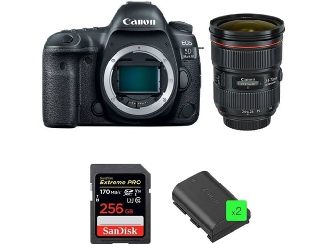 Kit Cámara Reflex CANON EOS 5D Mark IV + EF 24-70mm f/2.8L II USM + SanDisk 256GB + 2 LP-E6N