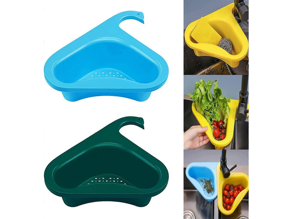 Cesta de drenaje Swan de 2 piezas, escurridor colgante multifuncional con filtro, colador de plástico, para frutas y verduras