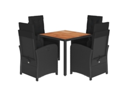 Maison Exclusive - Set De Muebles Jardín 5 Pzas Con Cojines Ratán Sintético Negro