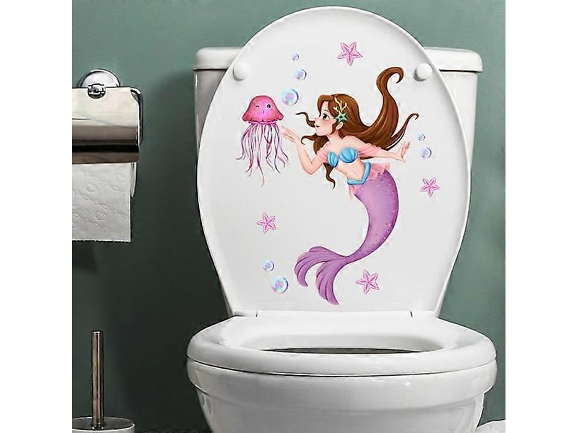 Adhesivo de pared para baño con temática de sirenas y medusas de Rosewell