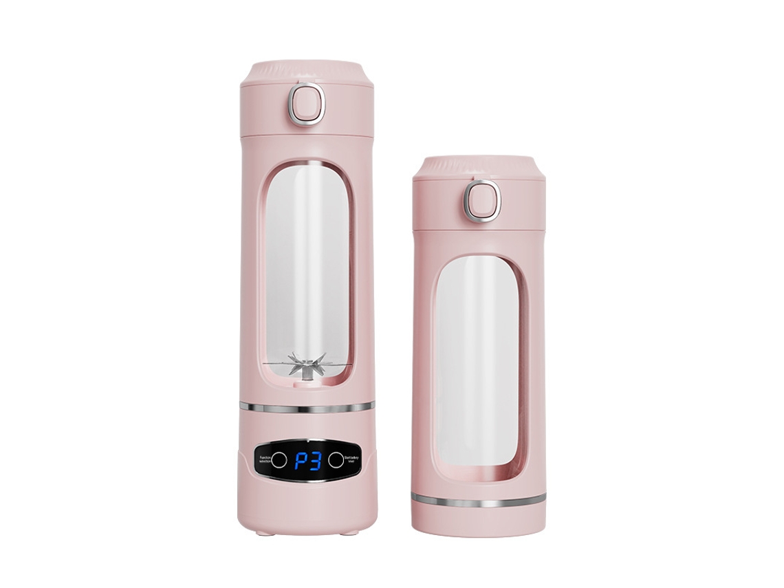 Exprimidor de frutas Eifson de 600 ml con 12 cuchillas de acero inoxidable y carga USB (rosa)