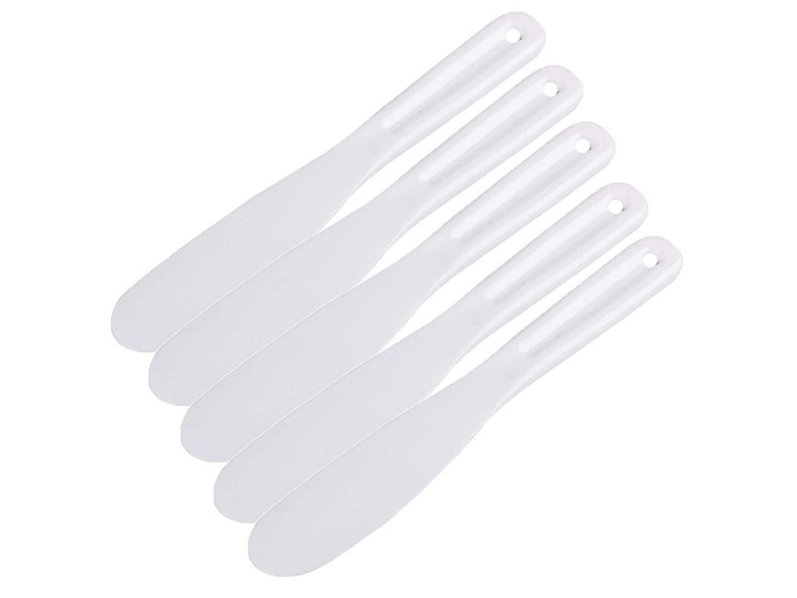 5 Cucharas De Silicona Para Mezclar Mascarillas Y Aplicar Cremas Faciales, Blancas.