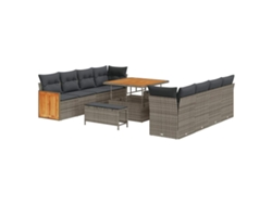 Maison Exclusive - Juego de sofás de jardín con cojines, 12 piezas, mimbre gris, Pe