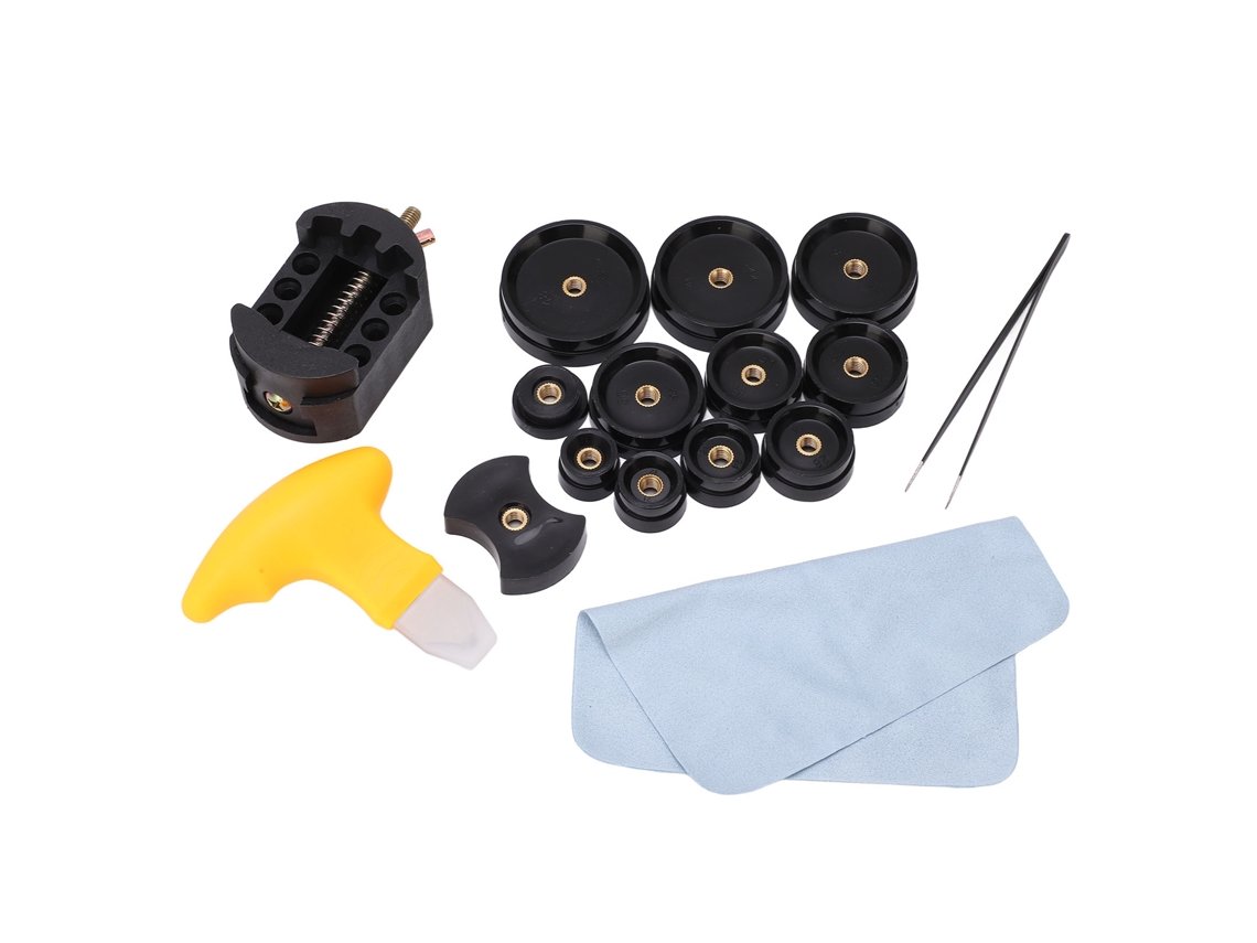 Kit De Reparación De Relojes De 17 Piezas Con Prensa Antideslizante, Moldes De Plástico Y Accesorios Seguros.