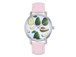 Reloj De Pulsera Analógico De Cuarzo Para Mujer Con Correa De Cuero Rosa.