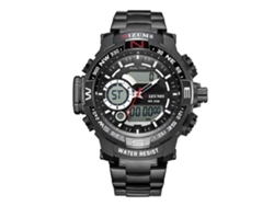 Reloj Deportivo Electrónico De Cuarzo Con Correa De Acero Inoxidable Para Hombre Impermeable Negro