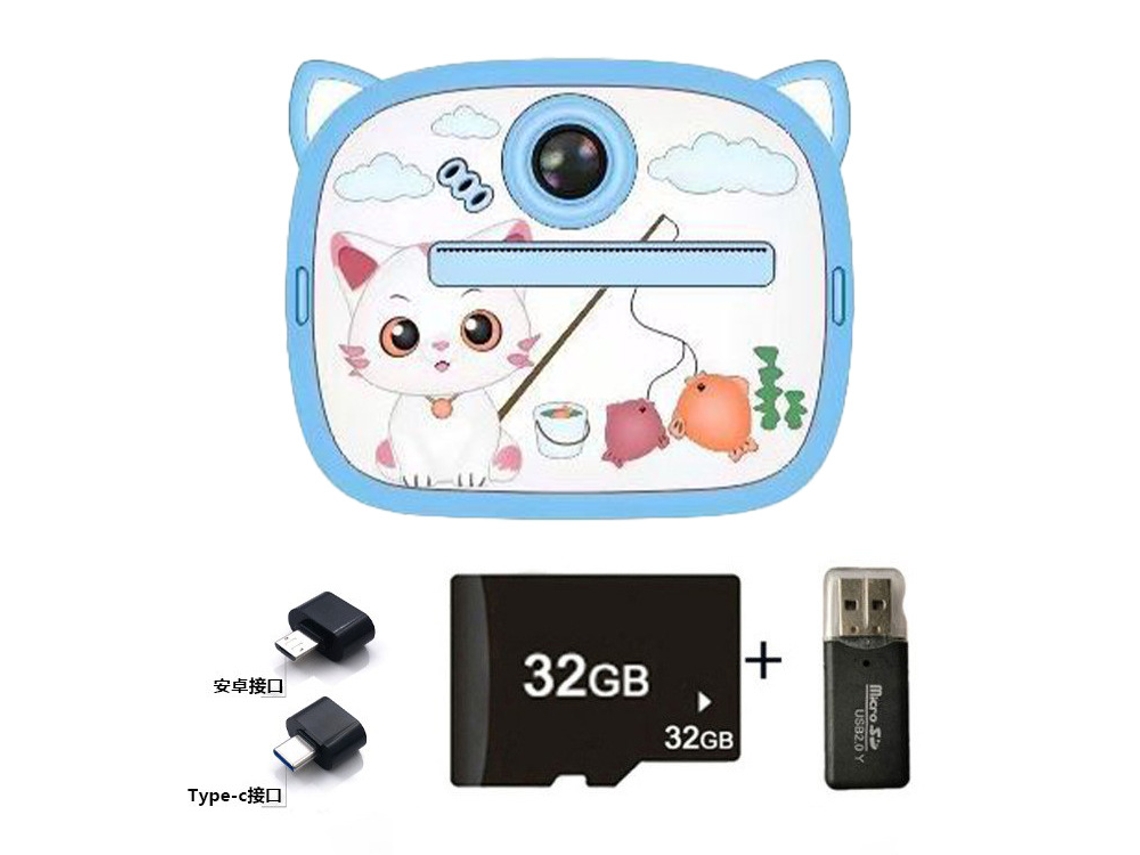 Siurn Cámara Instantánea Hd 1080p Gatito Azul32glector Tarjetasotg