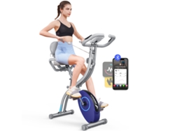 Bicicleta Estática MERACH 4 en 1, LCD, Bluetooth, APP, 16 Niveles Magnéticos, Monitor de Frecuencia Cardíaca, Plegable, Silenciosa, X-Bike, Gris