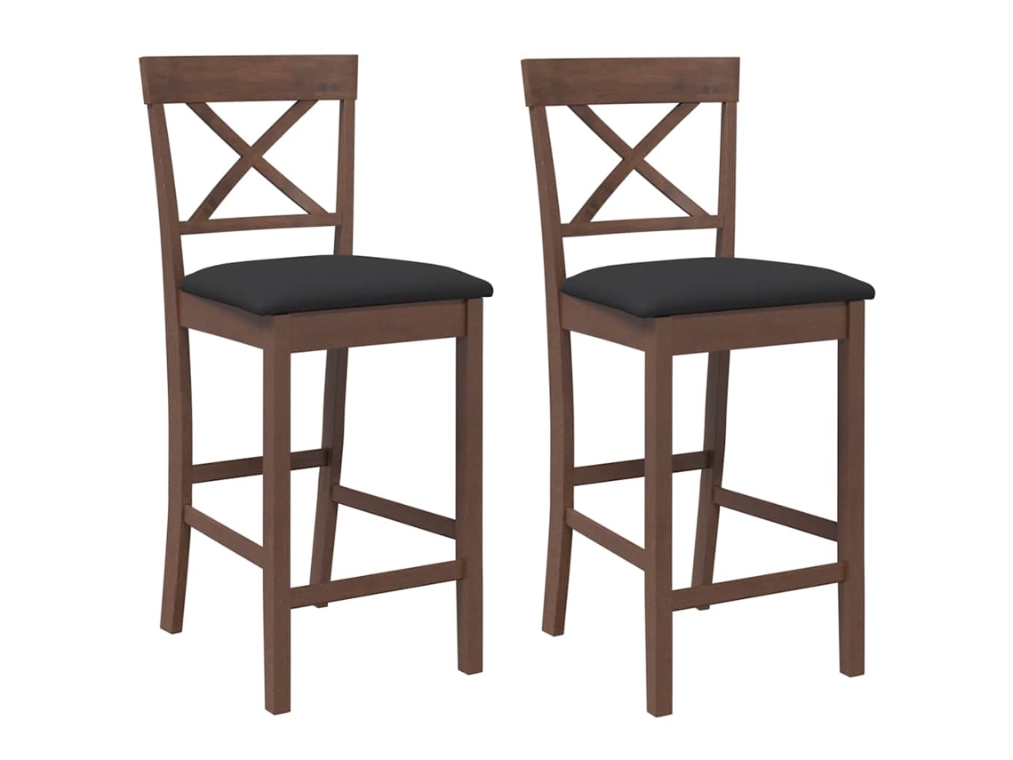Maison Exclusive - Taburetes De Bar Con Cojines, 2 Unidades, Madera Maciza Marrón, Goma