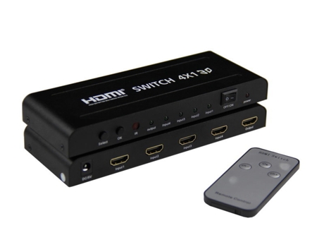 Switch Conmutador HDMI 4x1 4k2k función PIP YATEK YK-0401P con soporte a formato 3D y mando a distancia