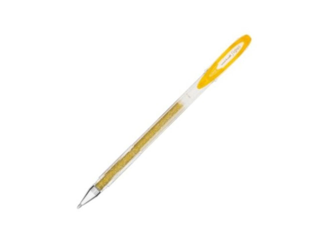 Bolígrafo C/12 Uni Ball Sign Sparkling de 1 mm con purpurina dorada