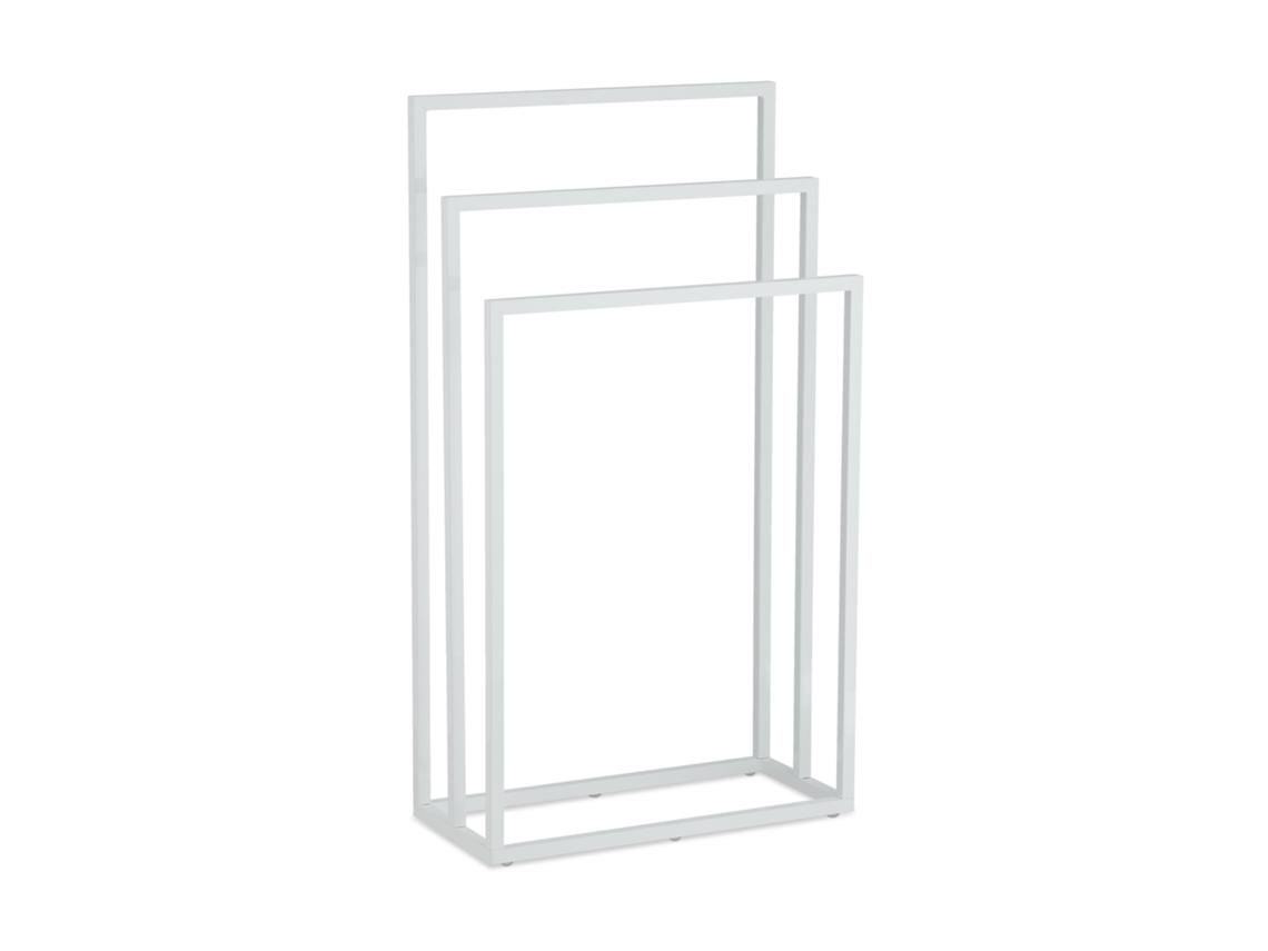 Relaxdays Toallero De Pie Triple, Acero, 82,5 X 46 X 21 Cm Aprox., Soporte De Toallas Para Suelo De Baño, Color Blanco