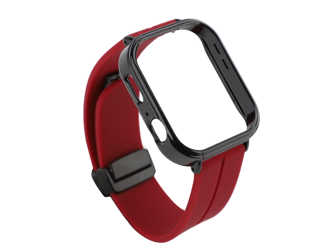 Correa de reloj con funda protectora negra para Watch Fit 3 Rojo