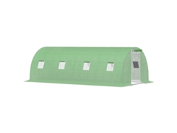 VPMKP - Invernadero túnel Outsunny, 6x3 m, con 8 ventanas, protección contra heladas, estructura de acero y color verde oscuro.