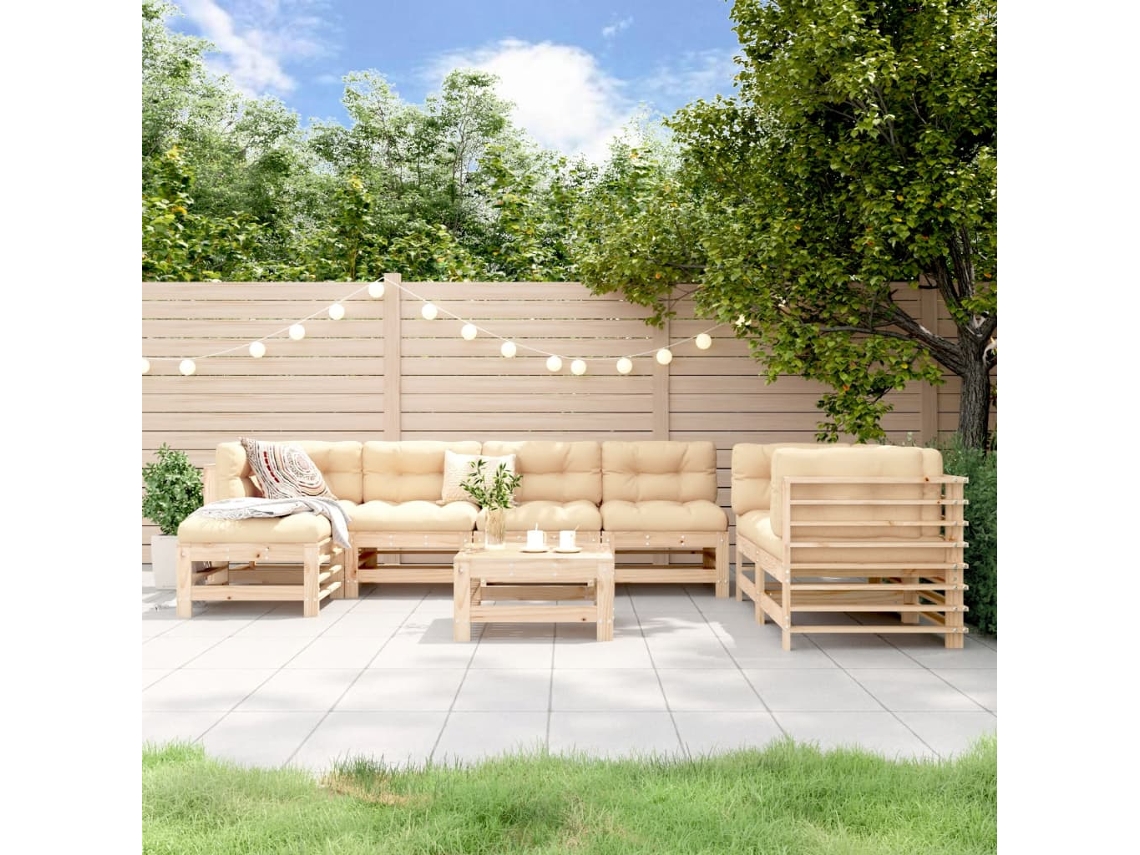 Conjunto de salón de jardín de 2 piezas de pino macizo Dkd Home Decor