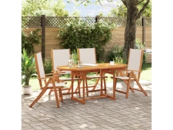 Juego de comedor de jardín de 5 piezas de acacia maciza y textilene Dkd Home Decor