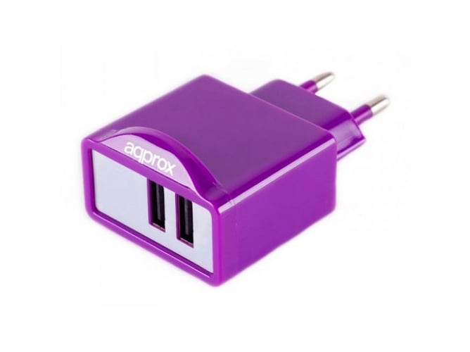 Cargador APPROX appUSBWALL21P Violeta