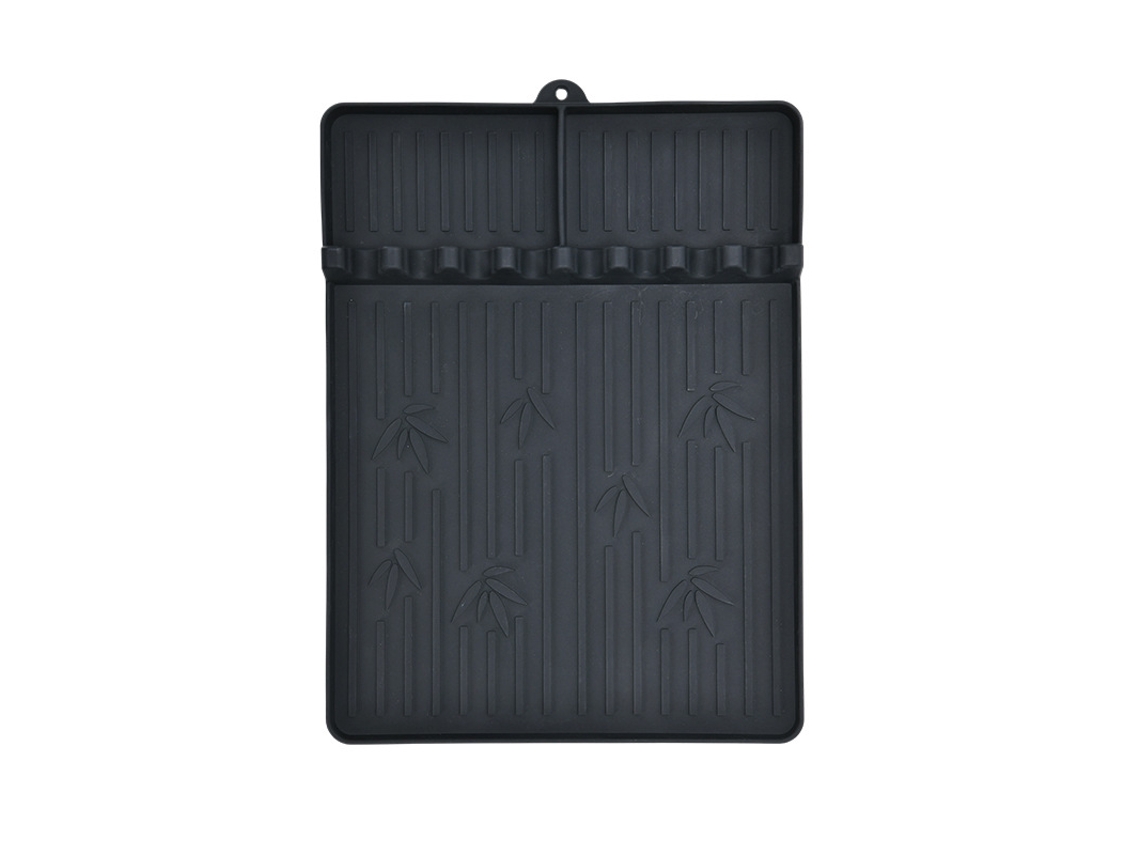 Alfombrilla de silicona para barbacoa de 4130 cm, apta para camping al aire libre, color negro