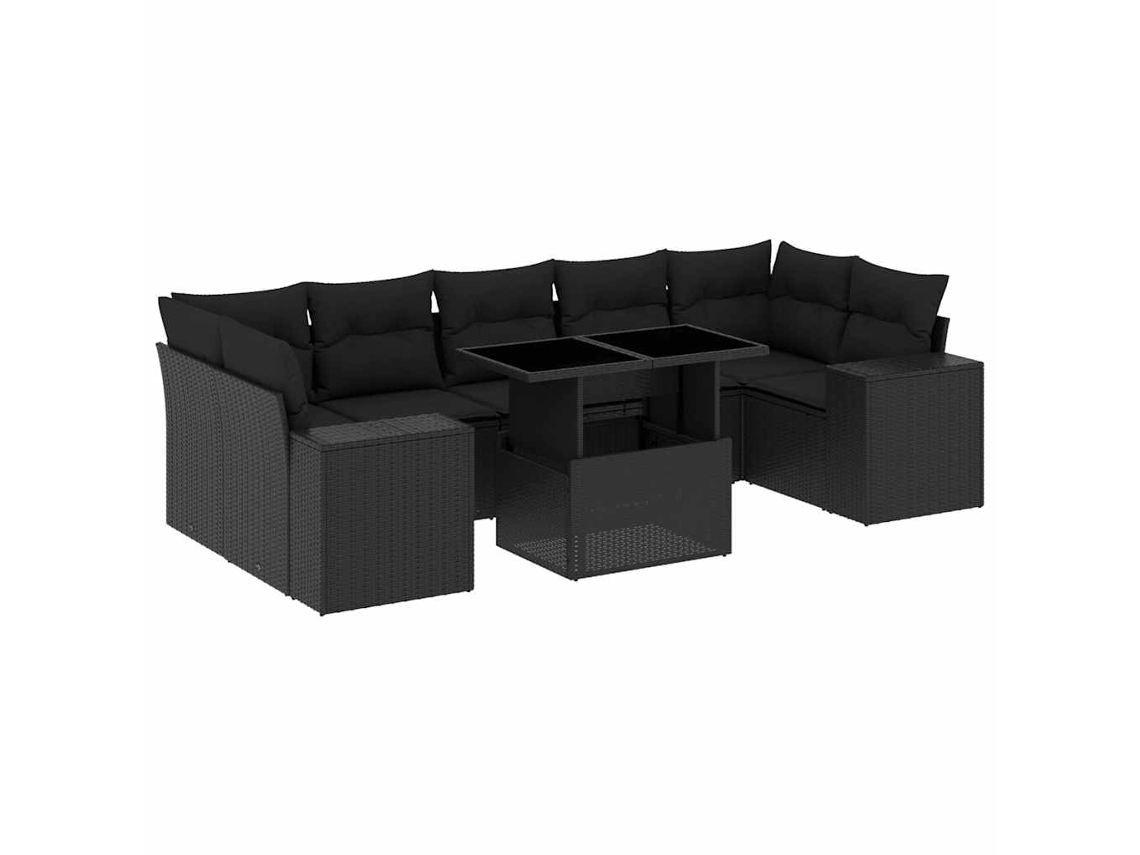 Maison Exclusive - Set De Sofás De Jardín 8 Piezas Y Cojines Ratán Sintético Negro