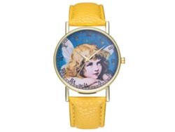 Reloj De Pulsera Analógico De Cuarzo De Aleación Color Amarillo Ángel Clásico De Zhoulianfa