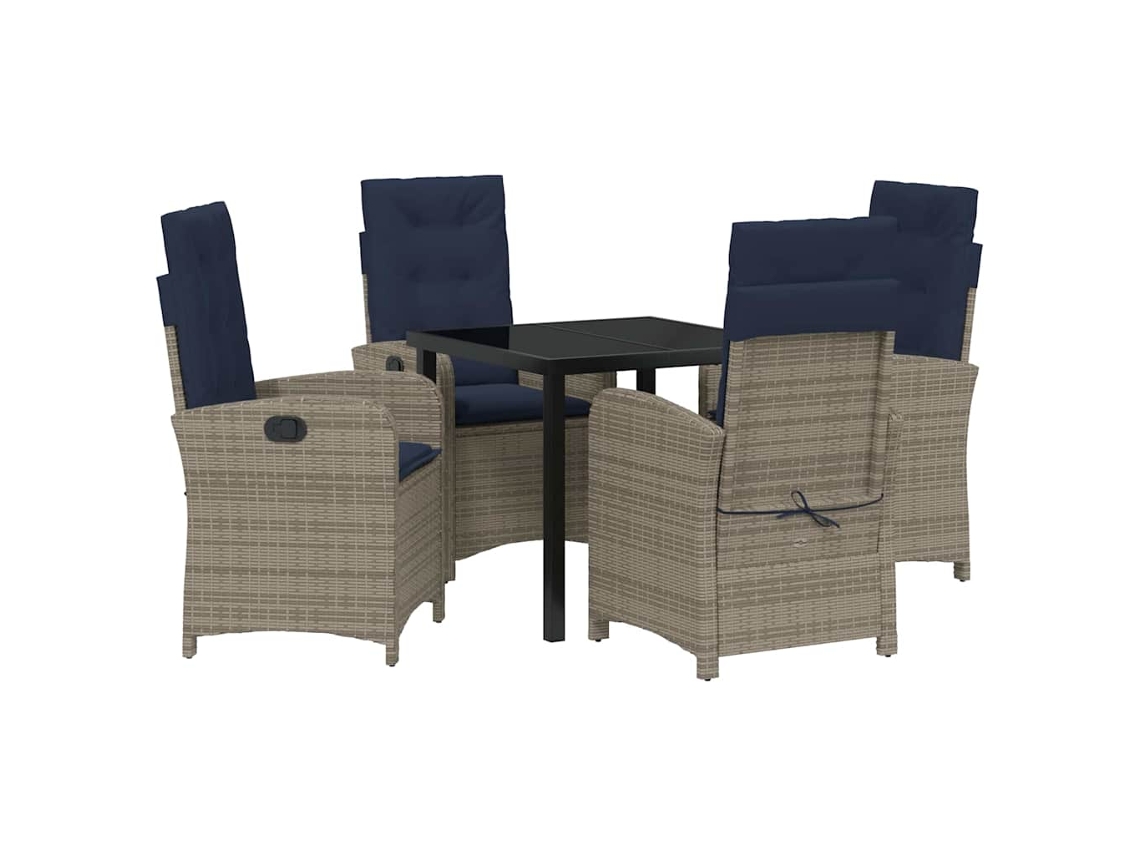 Maison Exclusive - Conjunto De Jantar Para Jardim 5 Pcs Cinzeto Vime Pe