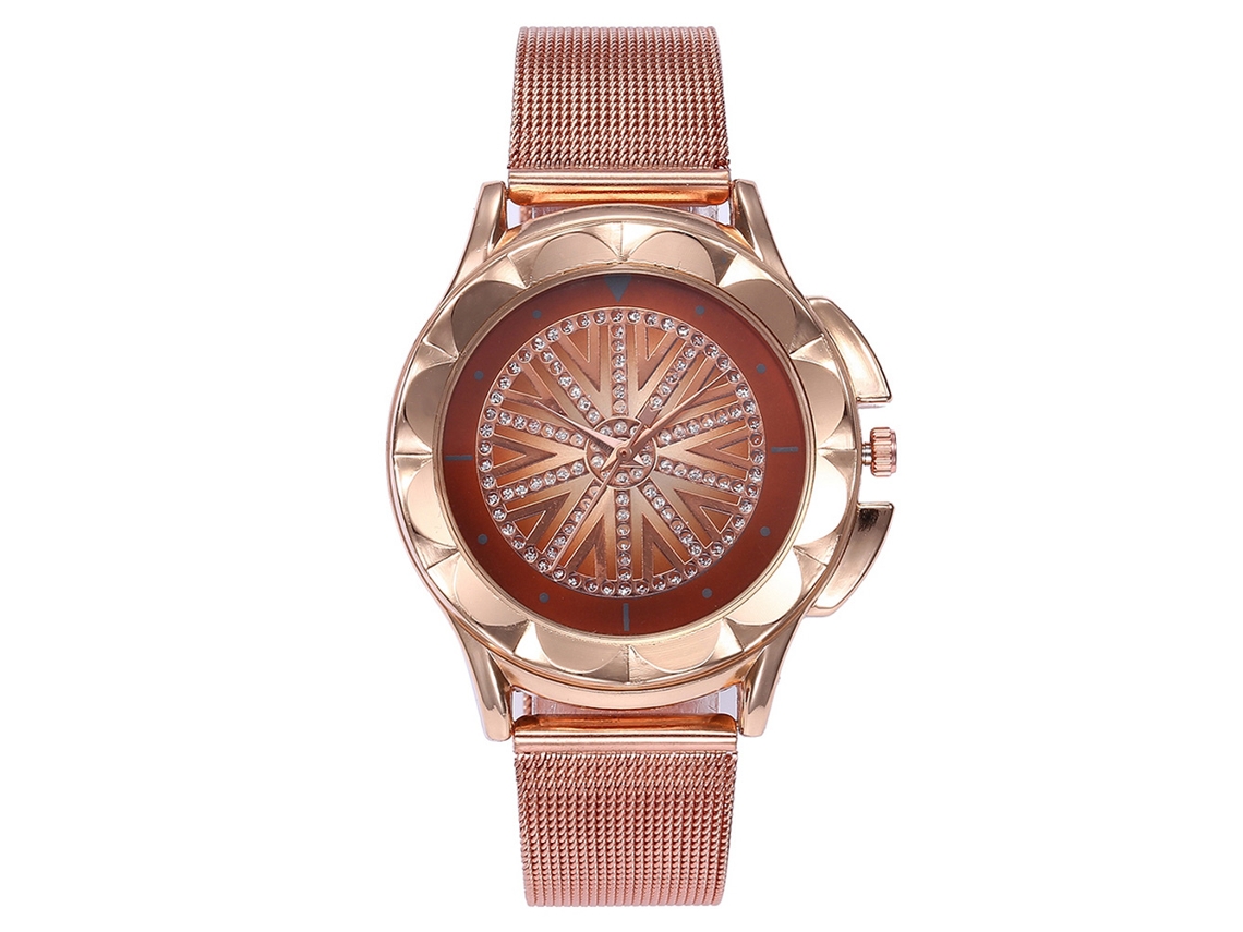 Reloj De Pulsera Sencillo De Aleación Para Mujer Vansvar Con Correa De Malla Y Movimiento De Cuarzo Marrón.