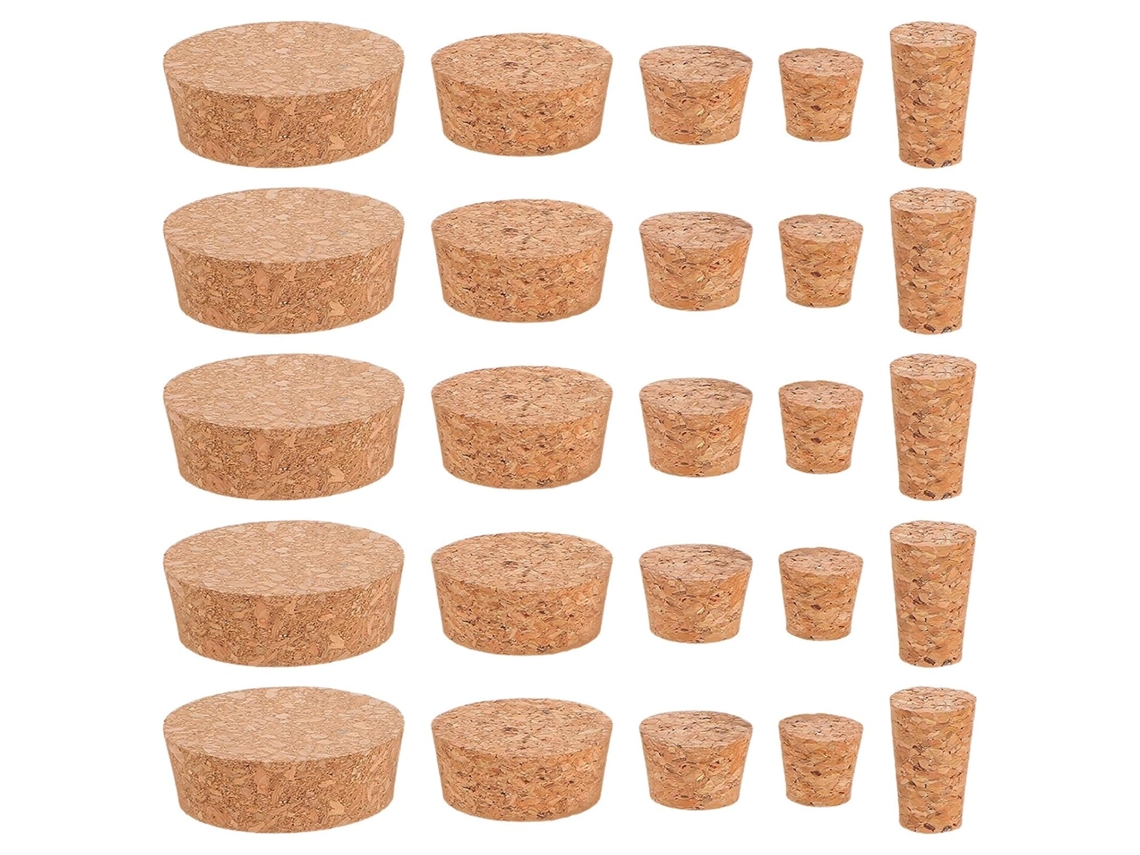 25 Tapones Cónicos De Corcho Para Botellas Y Tarros, Material Natural.