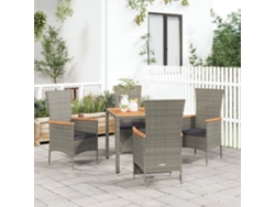 Juego de comedor de jardín de 5 piezas DKD Home Decor con cojines de mimbre gris