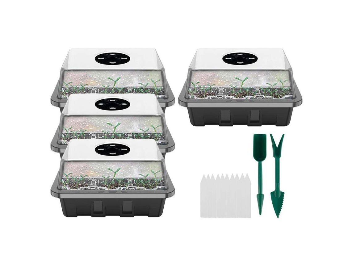 Caja De Propagación De Invernadero Con 12 Celdas Bandeja De Propagación Mini Invernadero Interior Con Tapa Y Ventilación