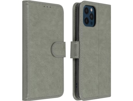 Funda iPhone 12 Pro Max AVIZAR Libro Billetera Gris