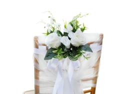 Silla de flores (simulación, con tul blanco)
